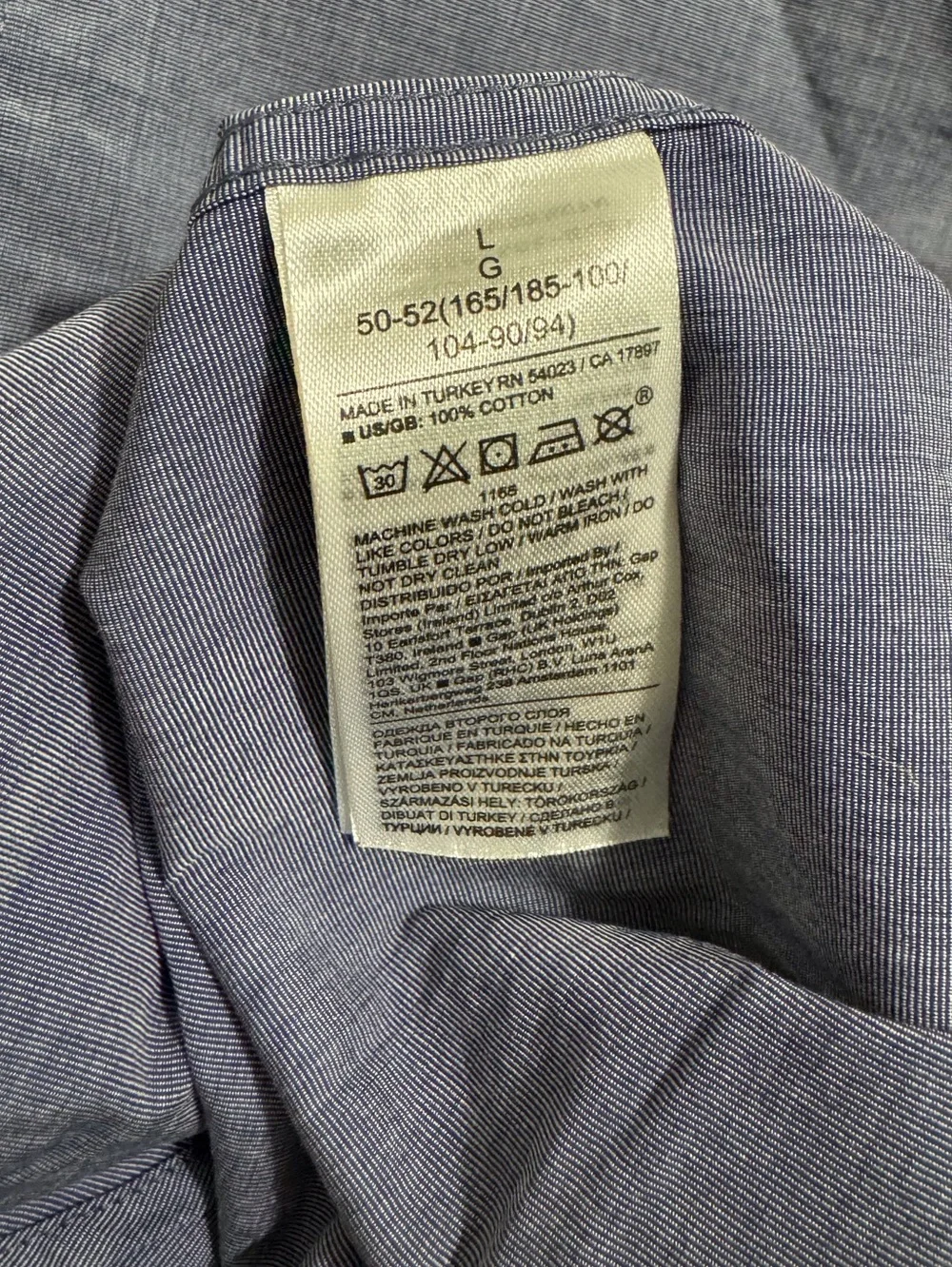 Banana Republic Poplin Slim Fit Long Sleeve Dress Shirt Navy 100% Cotton Large